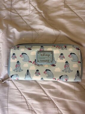 Loungefly Disney Eeyore Zip-Around Wallet - Light Blue with Pink Accents